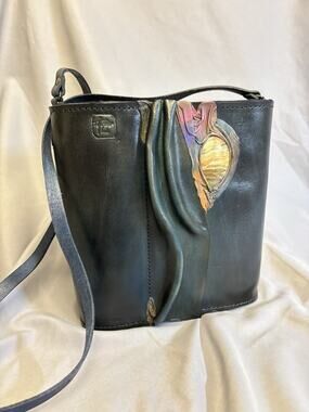 Atelier Viola Artisan Leather Handbag with Abstract Design And Gemstone